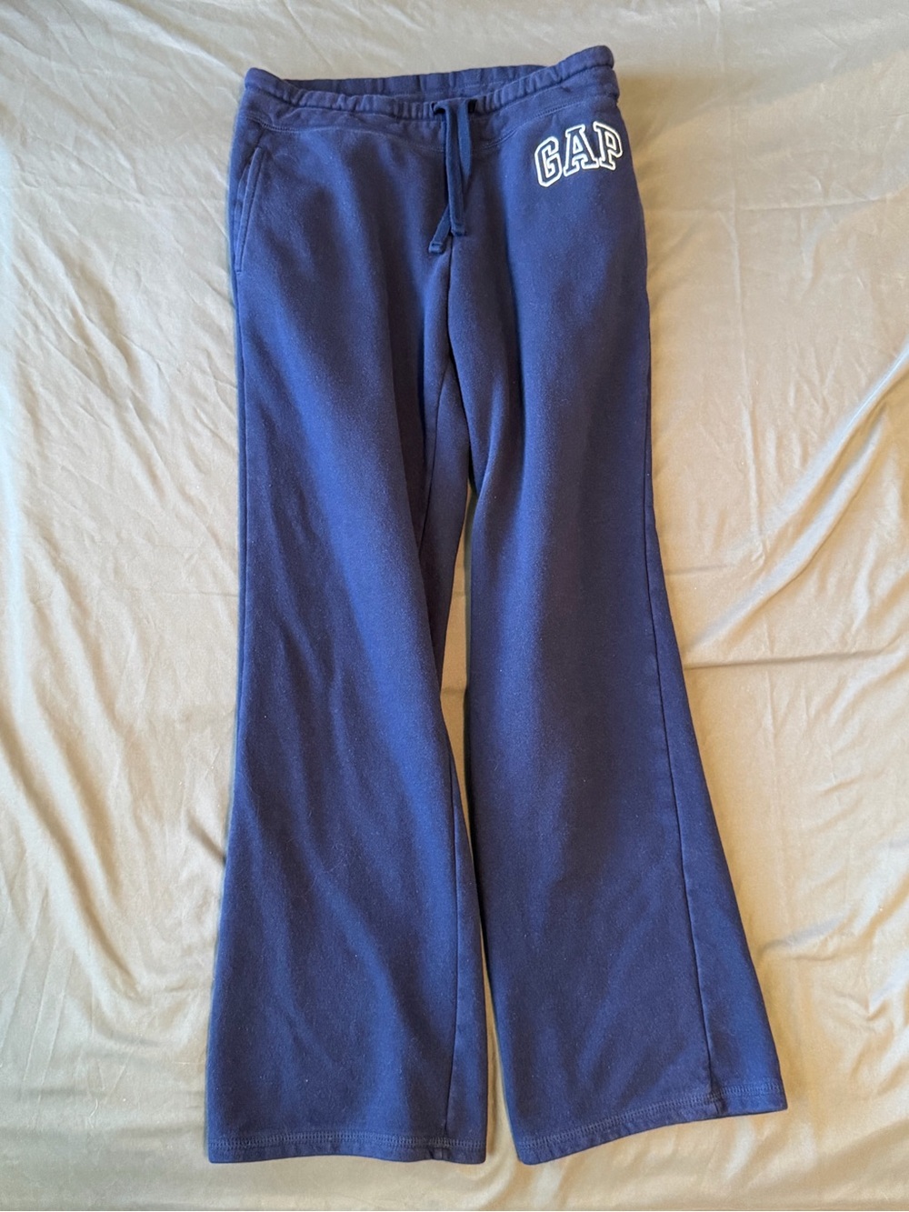 GAP Navy Blue Fleece Flared Joggers with Drawstring